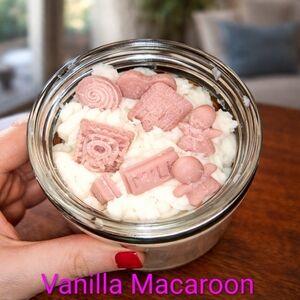 Vanilla Macaroon Scented Candle with Pink Accents